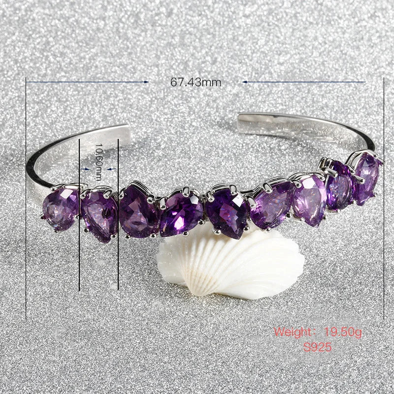 Waterdrop Pear Amethyst Adjustable Bangle