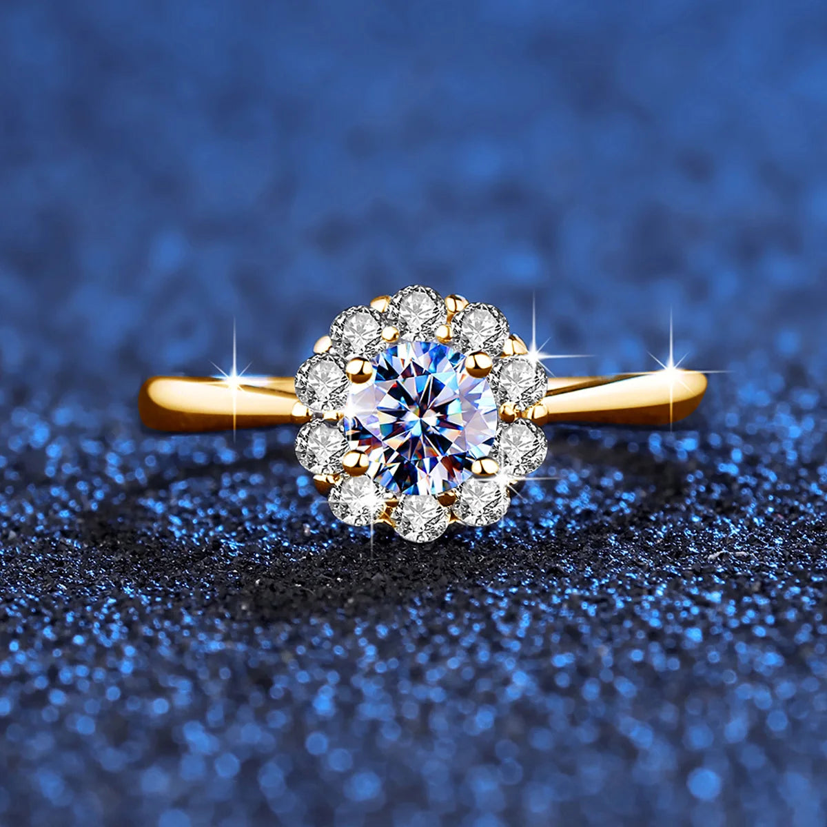 Flower Ring With Moissanite Diamond
