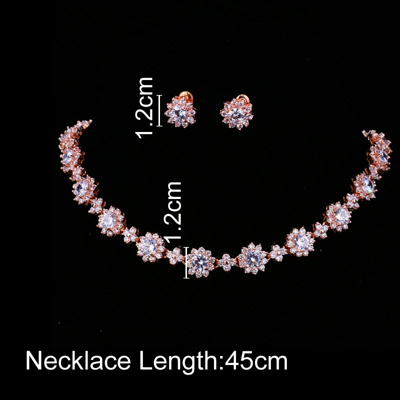 Cubic Zircon Crystal Bridal Jewelry Necklace Earrings Sets