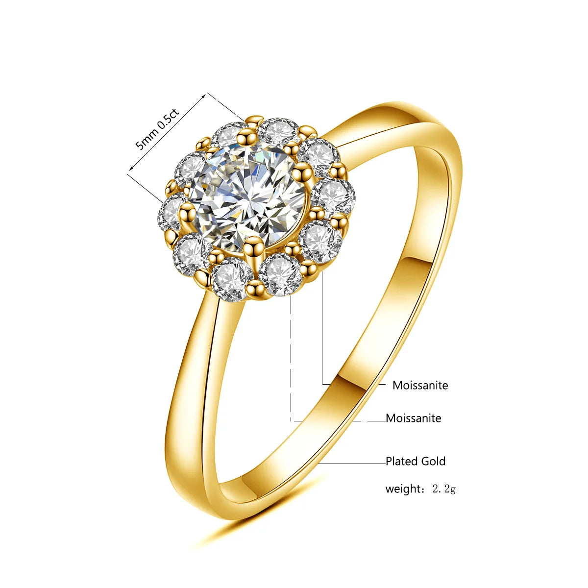 Flower Ring With Moissanite Diamond