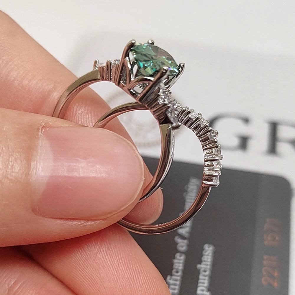 Oval Moissanite Two Rings