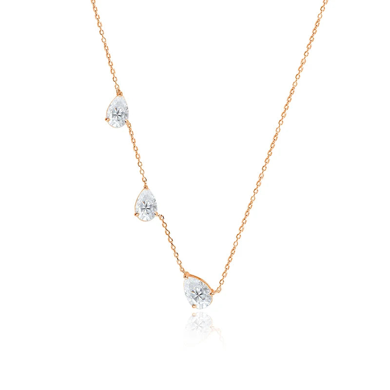 3 Gems Pear Cut Moissanite Necklace