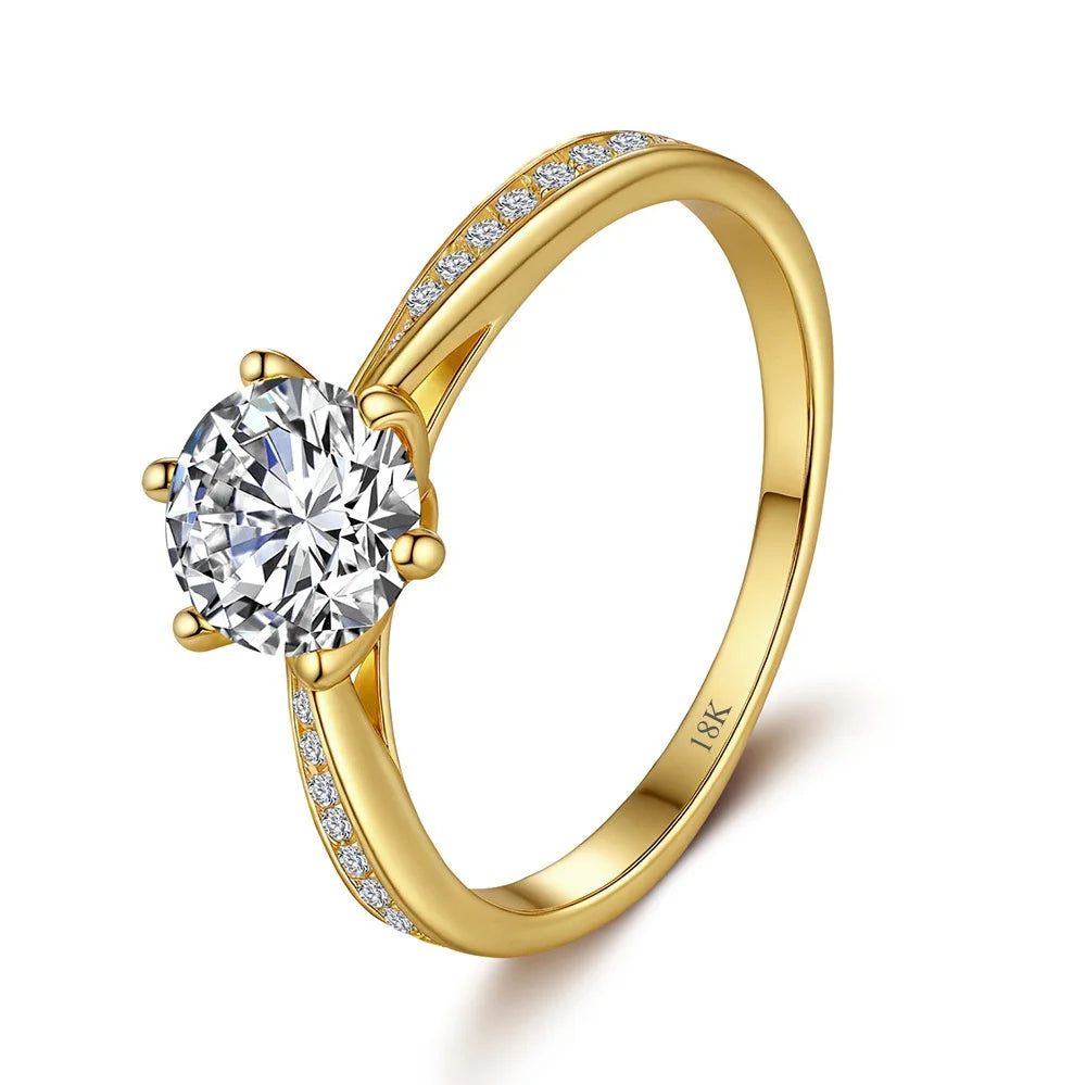 Gold Ring Moissanite