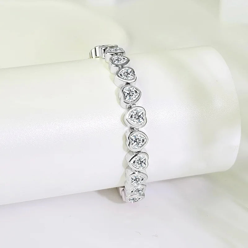 Trendy Heart Lab Diamond Bangle Bracelet