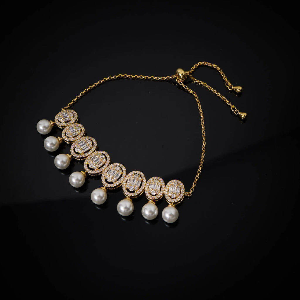 Bridal Pearl Tassel  Necklace Earring  Set