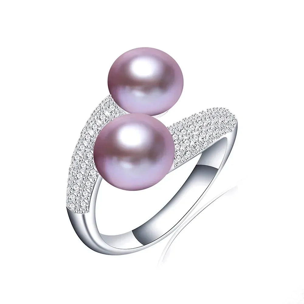 New Double Pearl Adjustable  Pearl Ring