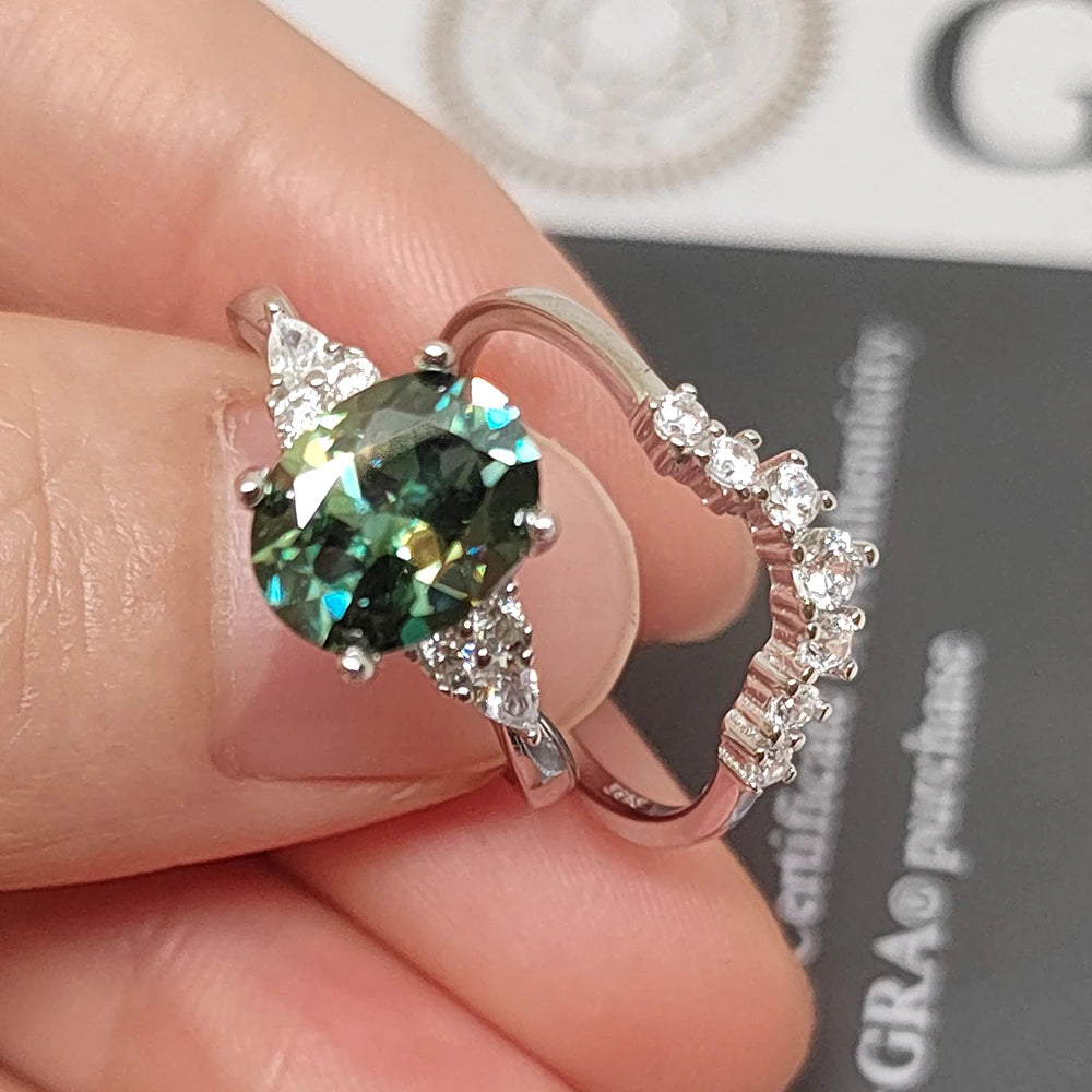 Oval Moissanite Two Rings