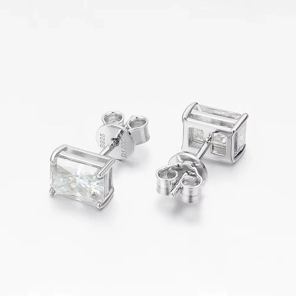 Asscher Cut moissanite Stud Earrings