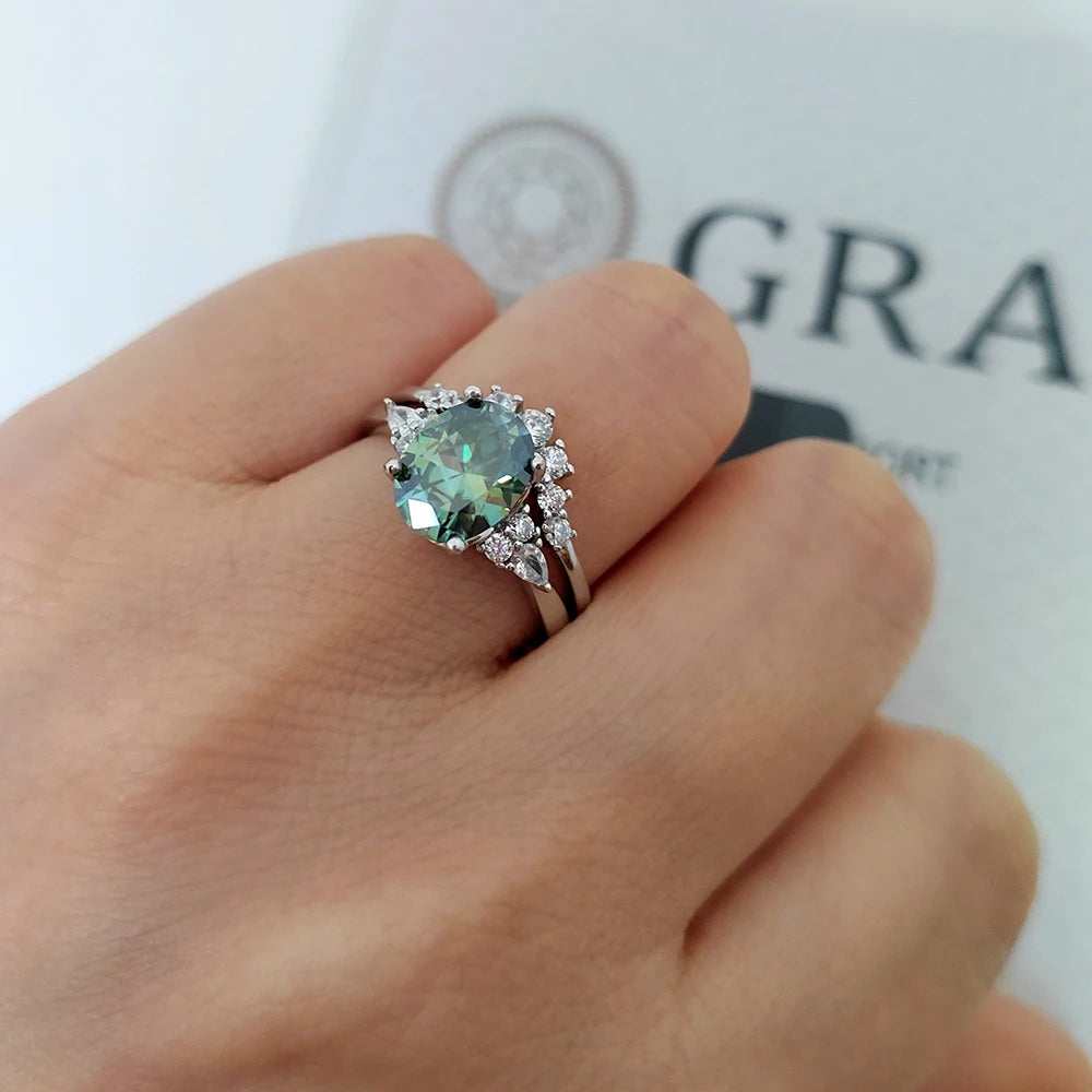 Oval Moissanite Two Rings