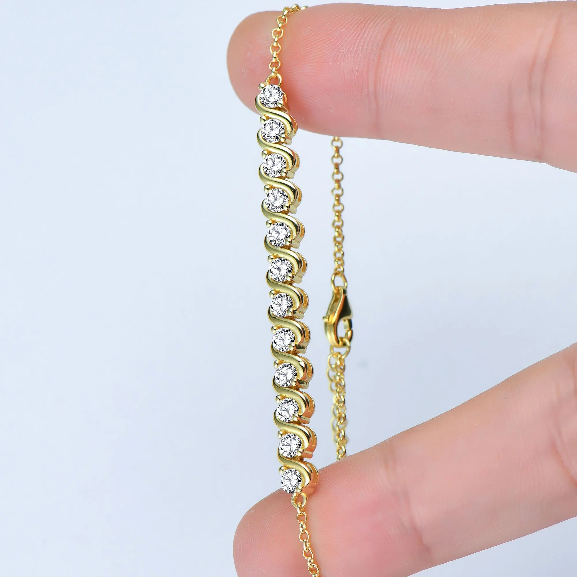 Full Moissanite Adjustable Chain Bracelet