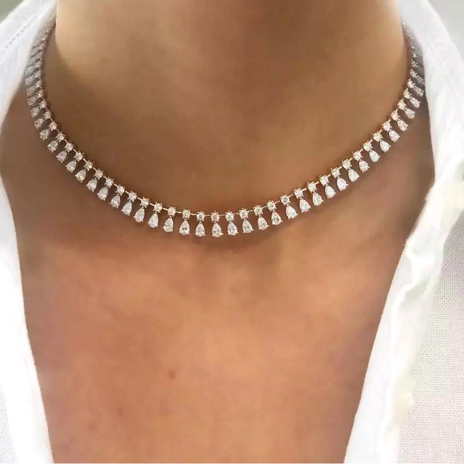 New Iced Out Bling Tear Drop Necklace