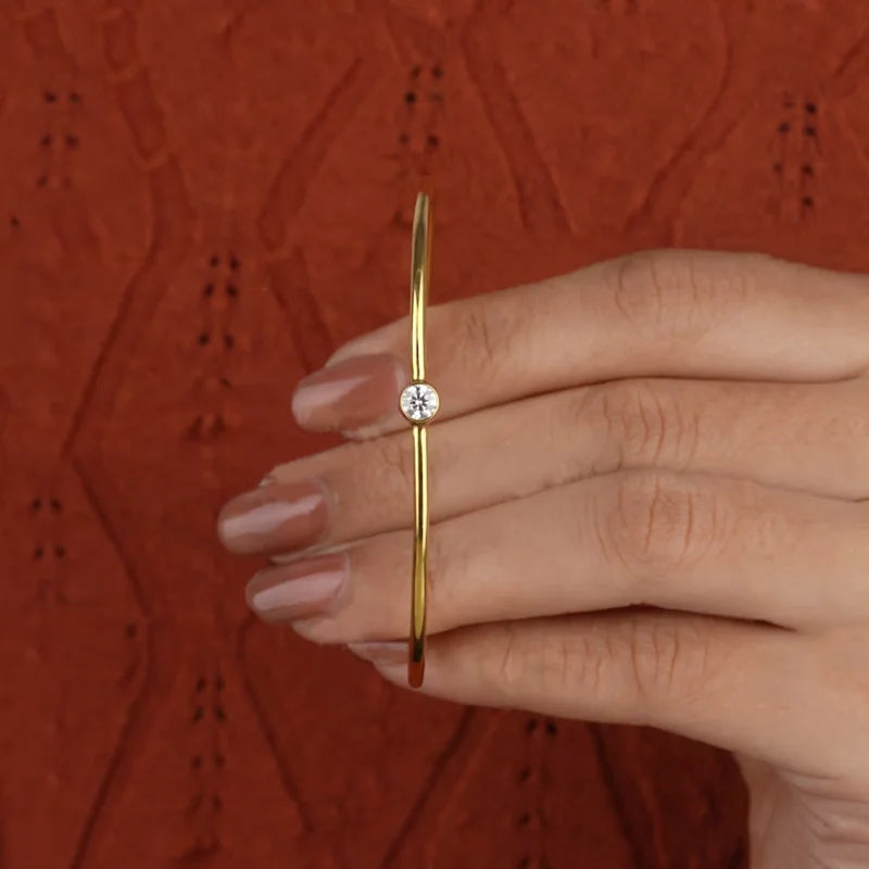 Cuff Bangle Bezel Moissanite Bracelet