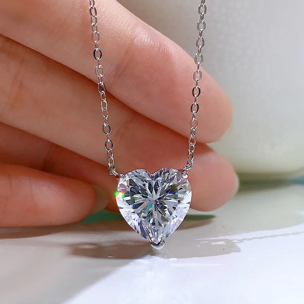 Solitaire Heart Cut Moissanite Pendant Necklace