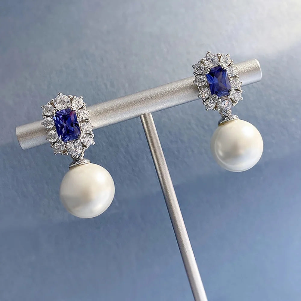 Pearl Sapphire Drop Earrings