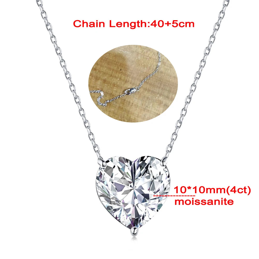 Solitaire Heart Cut Moissanite Pendant Necklace