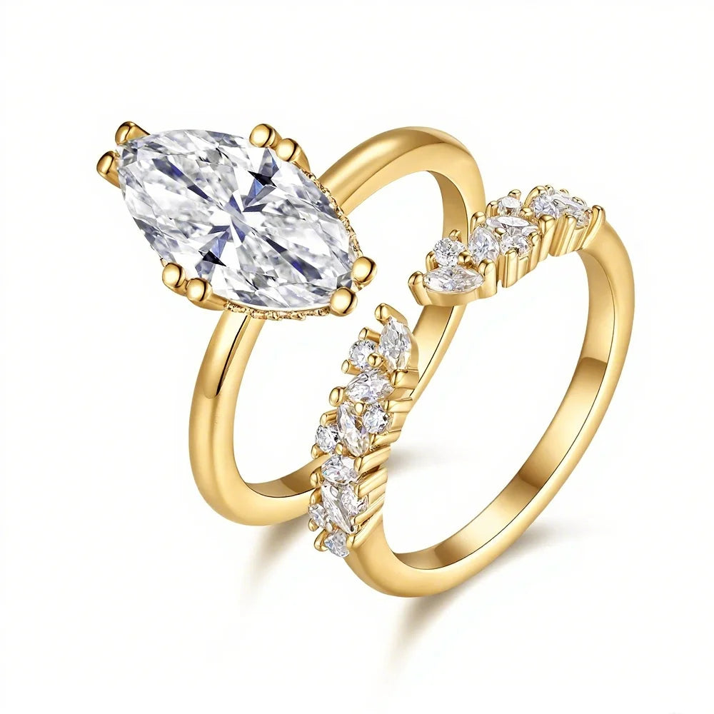 Marquise Cut Full Moissanite Ring