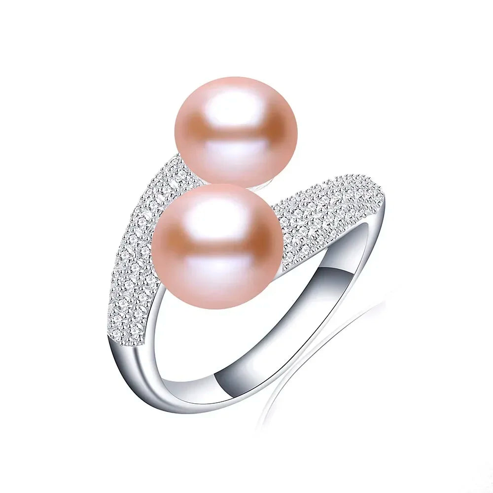 New Double Pearl Adjustable  Pearl Ring