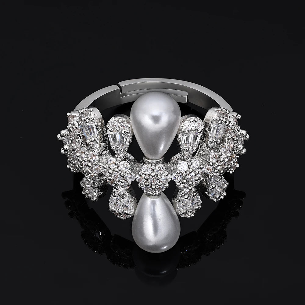 Cubic zirconia Pearl Necklace Set