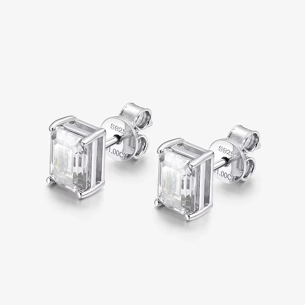 Asscher Cut moissanite Stud Earrings
