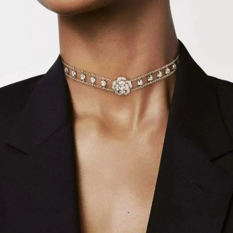 Cloud Camellia Flower Moissanite Diamond Necklace