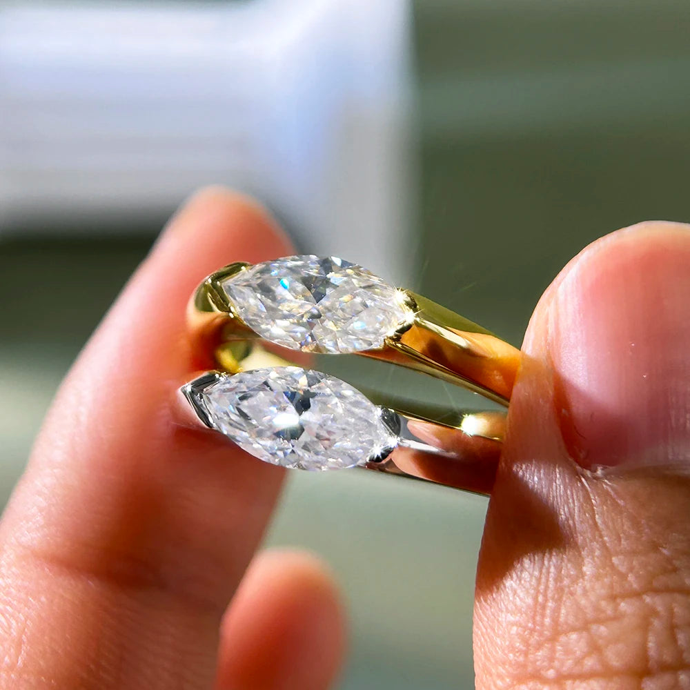 Marquise Cut Moissanite Solitaire Diamond Ring