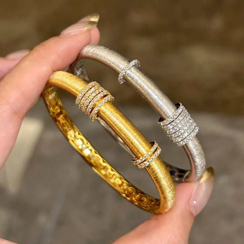 Sparkling art diamond inlaid woven sunflower bangles