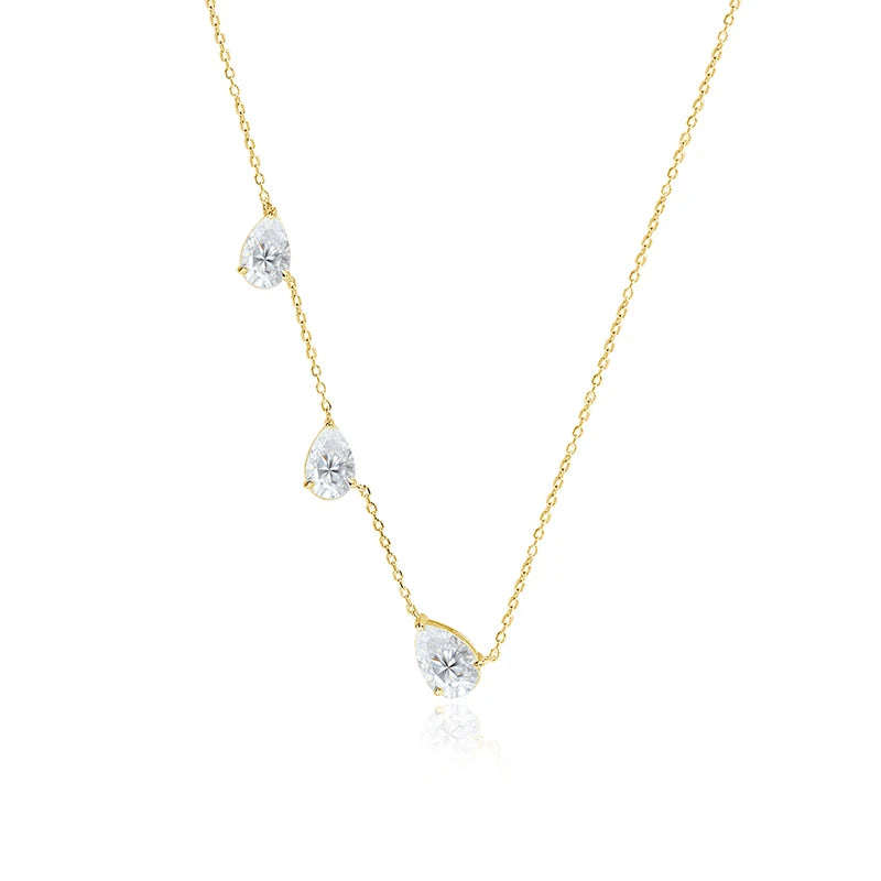 3 Gems Pear Cut Moissanite Necklace