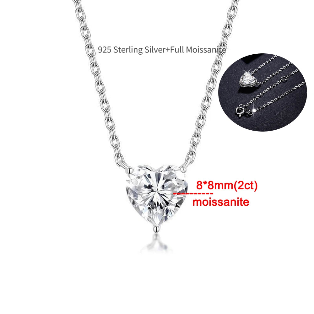 Solitaire Heart Cut Moissanite Pendant Necklace