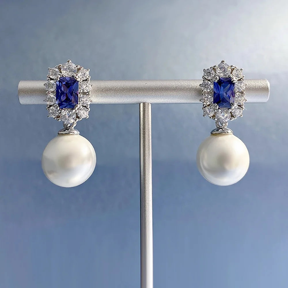Pearl Sapphire Drop Earrings