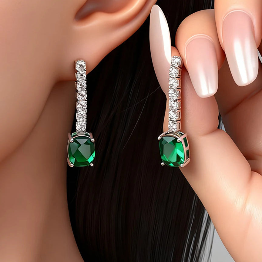 Emerald/Ruby Drop Earrings
