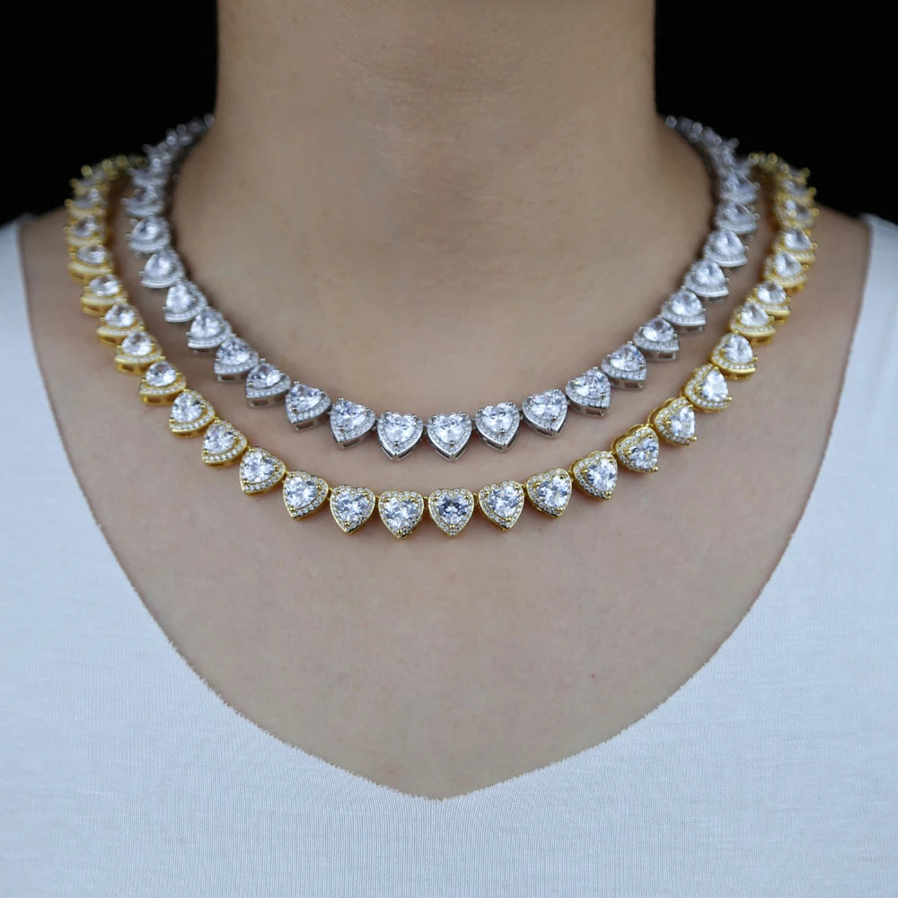 Cubic Zirconia Heart Cluster Necklace