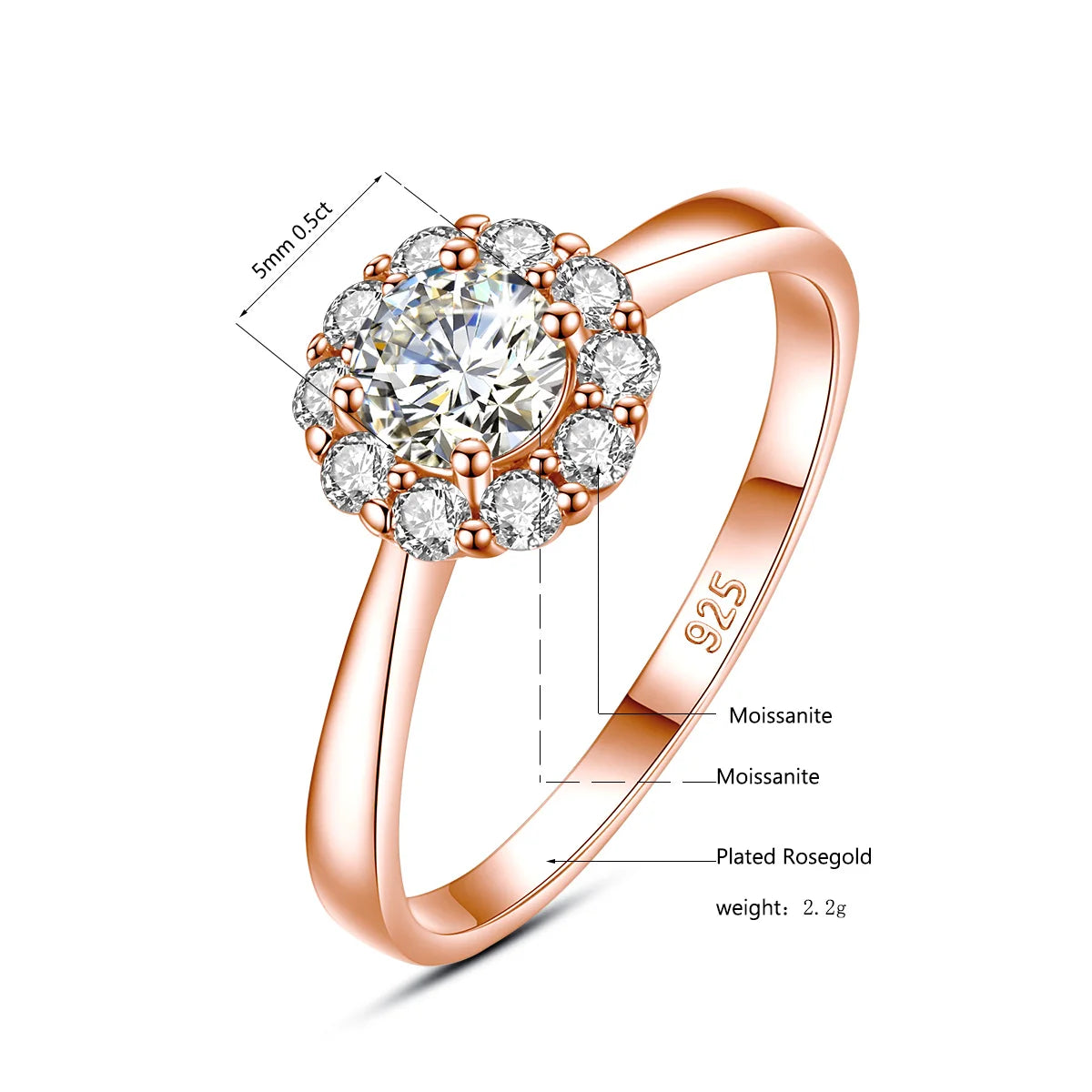 Flower Ring With Moissanite Diamond