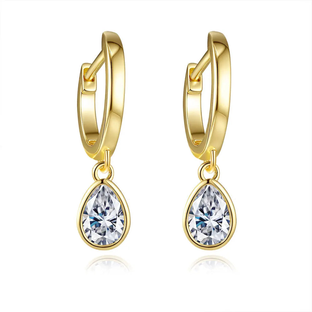Gold Drop Earrings Moissanite Diamond Earrings