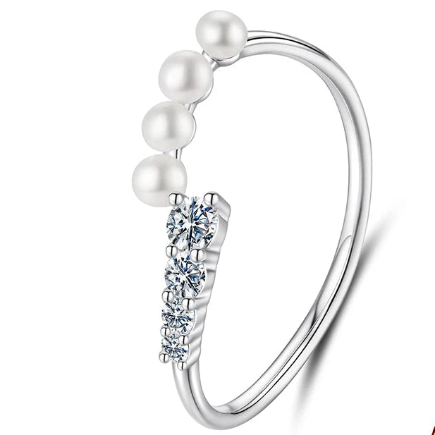 Freshwater Pearl Ring 4 Stones Multi-sizes Round Cut