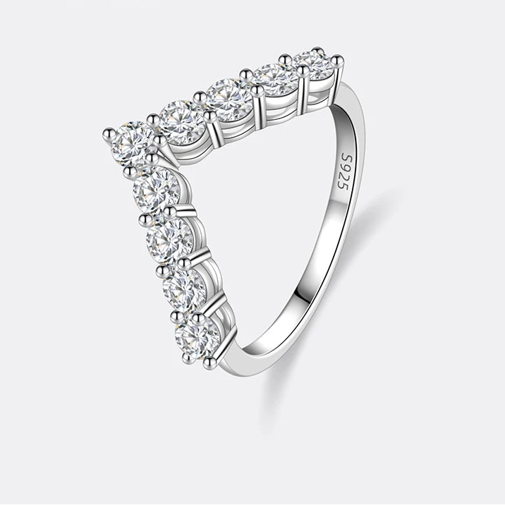 V-shaped Moissanite Ring for Women