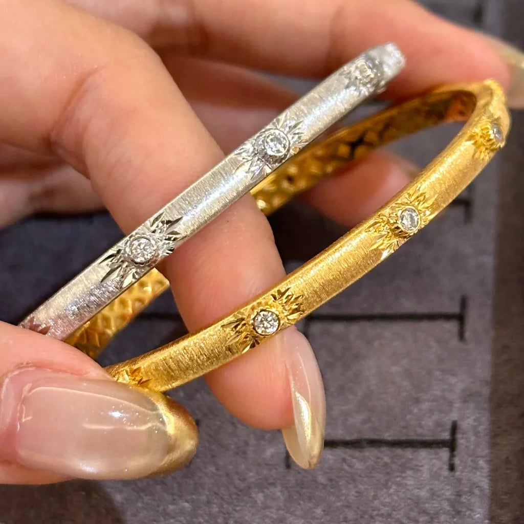 Sparkling art diamond inlaid woven sunflower bangles