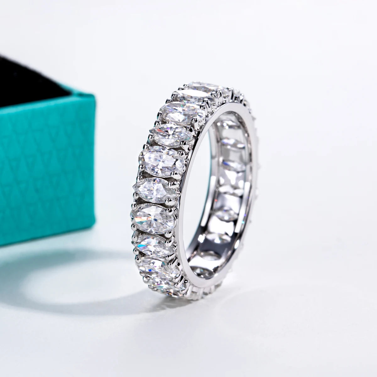 Marquise D Color Moissanite Eternity Ring