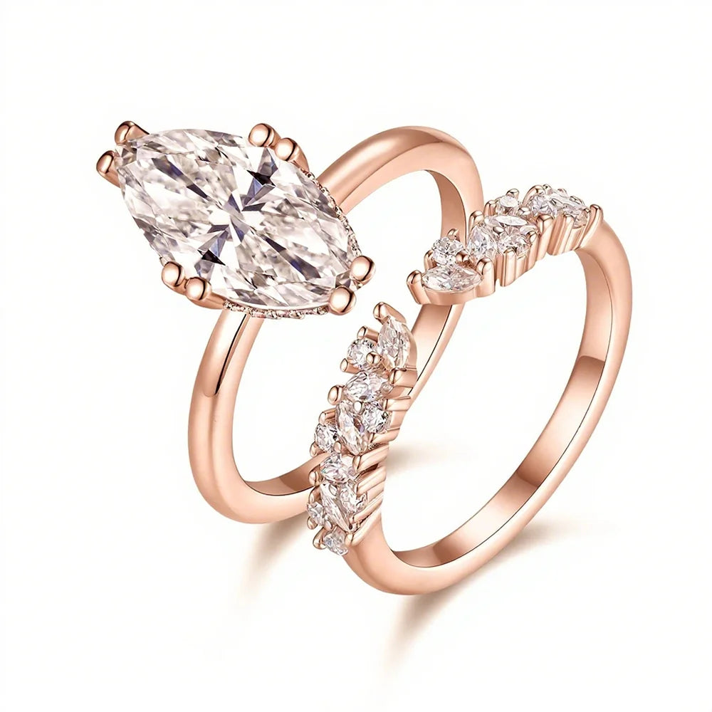 Marquise Cut Full Moissanite Ring