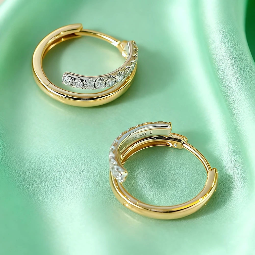 Moissanite Earrings Classic Two Hoop Ear Studs