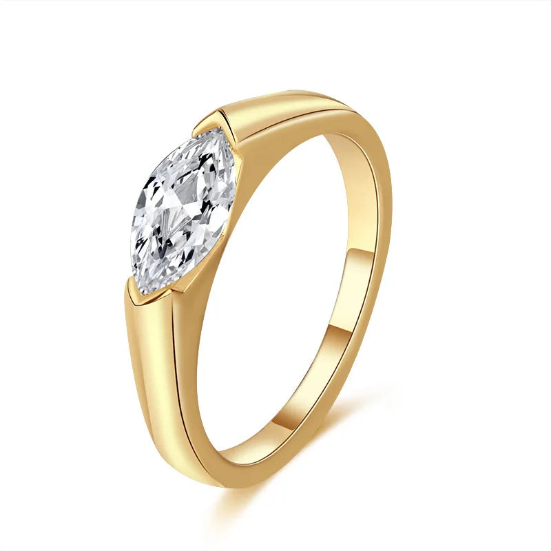 Marquise Cut Moissanite Solitaire Diamond Ring