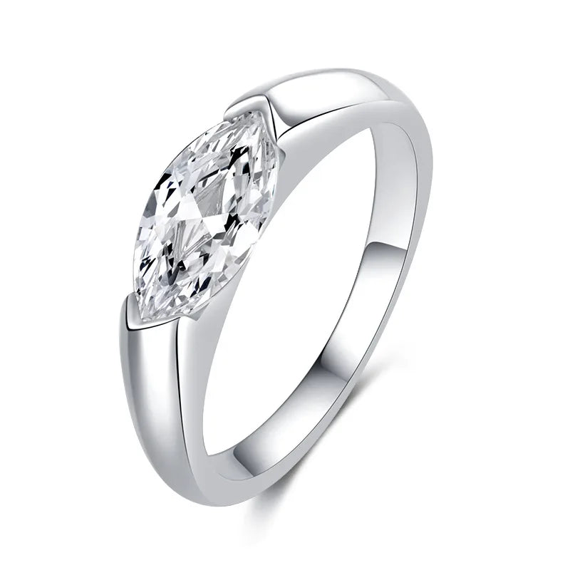 Marquise Cut Moissanite Solitaire Diamond Ring