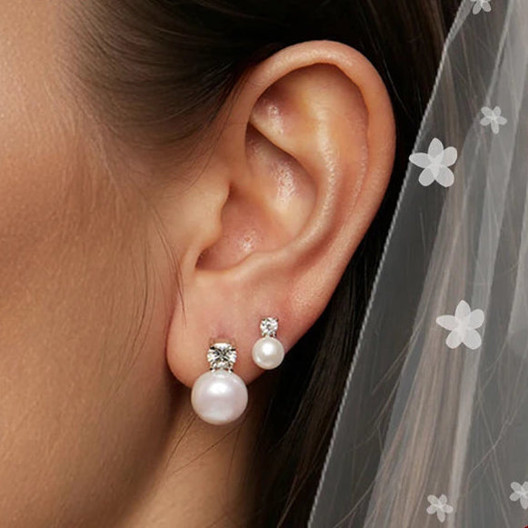Moissanite Pearl Stud Earrings