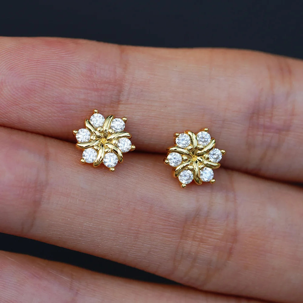 Sunflower Moissanite Diamond Earring