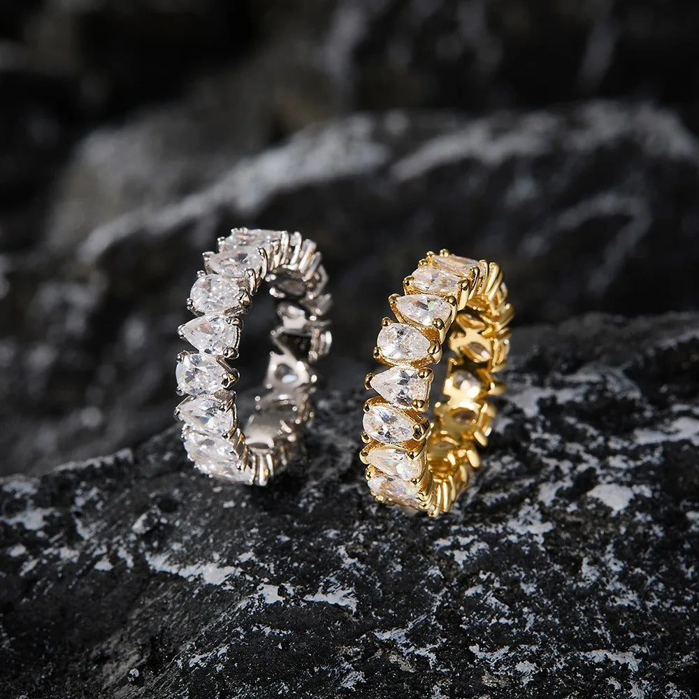 Pear Cut Full Moissanite Rings