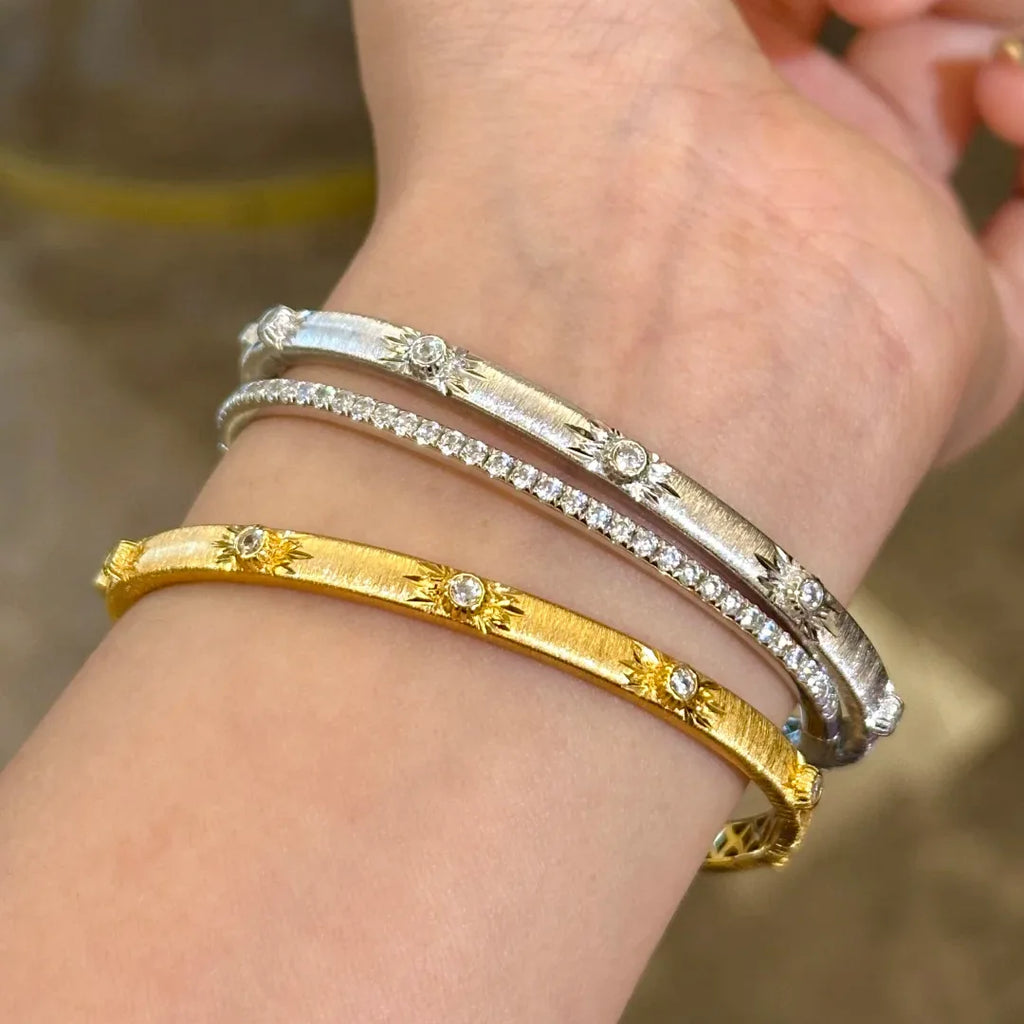 Sparkling art diamond inlaid woven sunflower bangles