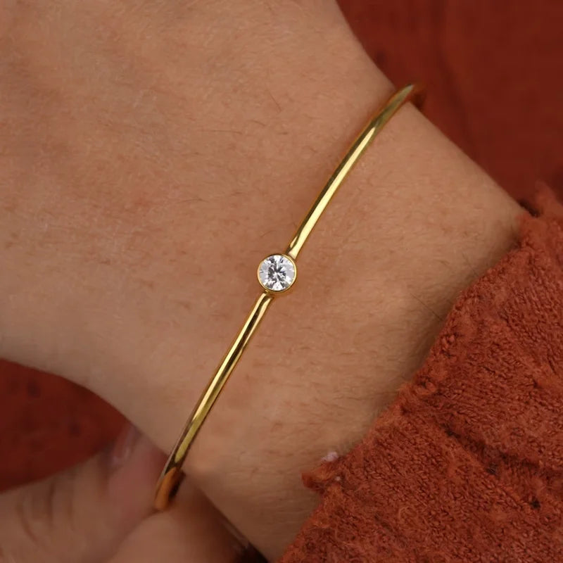 Cuff Bangle Bezel Moissanite Bracelet