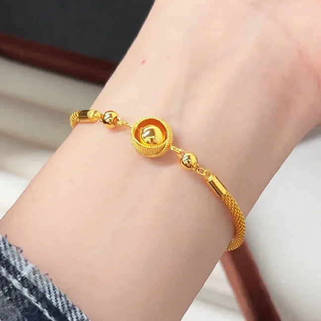 Gold Braided Bird's Nest Transportation Bead Bracelet