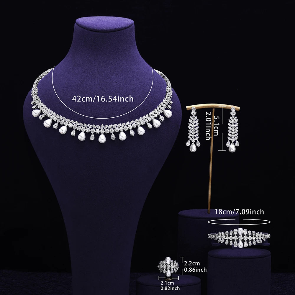 Cubic zirconia Pearl Necklace Set