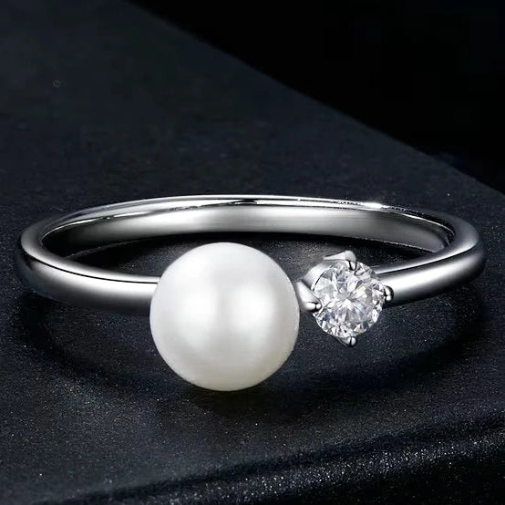 Pearl Moissanite Ring