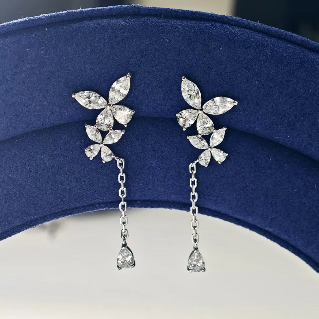 Butterfly Tassel Moissanite Earrings